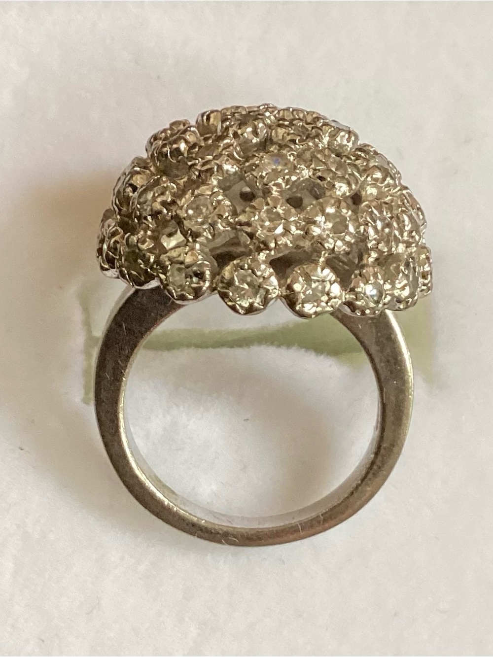 Silver-Tone Crystal Dome Cocktail Ring - Silver